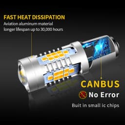 2Pcs 30-SMD 1156 PY21W BAU15S Car CANbus LED Turn Signal Lights Amber Light High Brightness Indicator Lamp Directional Lights