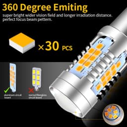 2Pcs 30-SMD 1156 PY21W BAU15S Car CANbus LED Turn Signal Lights Amber Light High Brightness Indicator Lamp Directional Lights