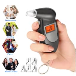 LCD Breath Alcohol Tester with 5 Mouthpieces Professional Digital Breathalyzer Alcohol Detector for Home Display Drunk Driving