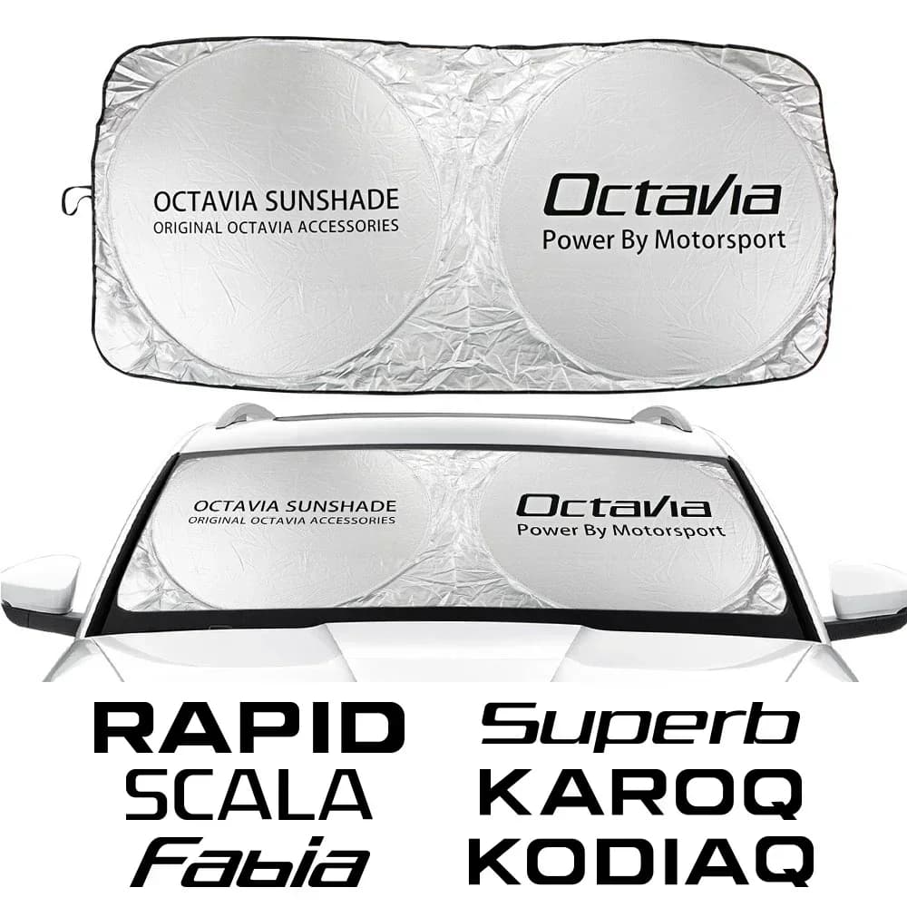 Car Windshield Sunshade Cover Accessories For Skoda Octavia Fabia Rapid Superb Kodiaq Scala Karoq Citigo Kamiq Roomster Enyaq