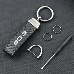 Car Keychain Carbon Fiber Leather Rope Car Ring Keychain Trinket Zinc Alloy for RS3 RS4 RS6 RS7 SQ2 SQ3 SQ4 SQ5 SQ7 TT Keyring