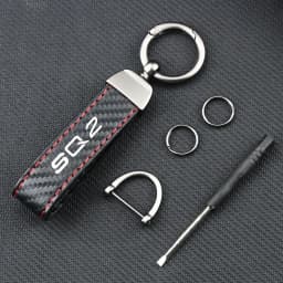 Car Keychain Carbon Fiber Leather Rope Car Ring Keychain Trinket Zinc Alloy for RS3 RS4 RS6 RS7 SQ2 SQ3 SQ4 SQ5 SQ7 TT Keyring