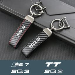 Car Keychain Carbon Fiber Leather Rope Car Ring Keychain Trinket Zinc Alloy for RS3 RS4 RS6 RS7 SQ2 SQ3 SQ4 SQ5 SQ7 TT Keyring