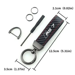 Car Keychain Carbon Fiber Leather Rope Car Ring Keychain Trinket Zinc Alloy for RS3 RS4 RS6 RS7 SQ2 SQ3 SQ4 SQ5 SQ7 TT Keyring