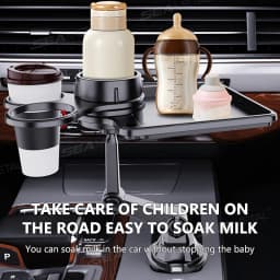 BLALION Car Dual Cup Holder Expander With Tray Phone Holder 360 Adjustable Table Slot Food Organized Tray Portable Drink Stand