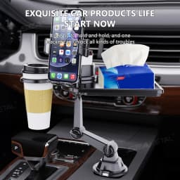 BLALION Car Dual Cup Holder Expander With Tray Phone Holder 360 Adjustable Table Slot Food Organized Tray Portable Drink Stand