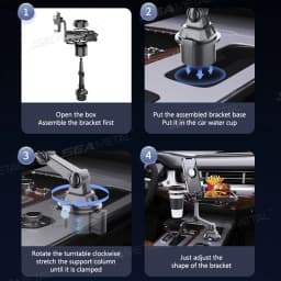 BLALION Car Dual Cup Holder Expander With Tray Phone Holder 360 Adjustable Table Slot Food Organized Tray Portable Drink Stand