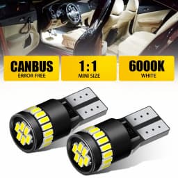 2X AUXITO 24H W5W T10 White/Red/Yellow/Blue 12V 240LM 6000K Super White Canbus For Position License Plate Clearance Night Light