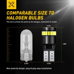 2X AUXITO 24H W5W T10 White/Red/Yellow/Blue 12V 240LM 6000K Super White Canbus For Position License Plate Clearance Night Light