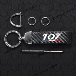 1PCS For Peugeot 106 107 206 207 French Tricolor Logo Carbon Fiber Textured Leather Car Keychain Horseshoe Buckle Key Chain