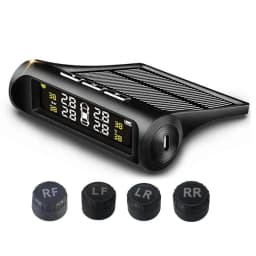TPMS Car Tire Pressure Monitoring System Wireless Solar Power Security Device Adjustment Durable External Sensors