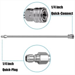 40cm Quick Plug Extension Rod High Pressure Water Gun Stainless Steel Cars Accessories Extension Rod Portable Pressure Washer