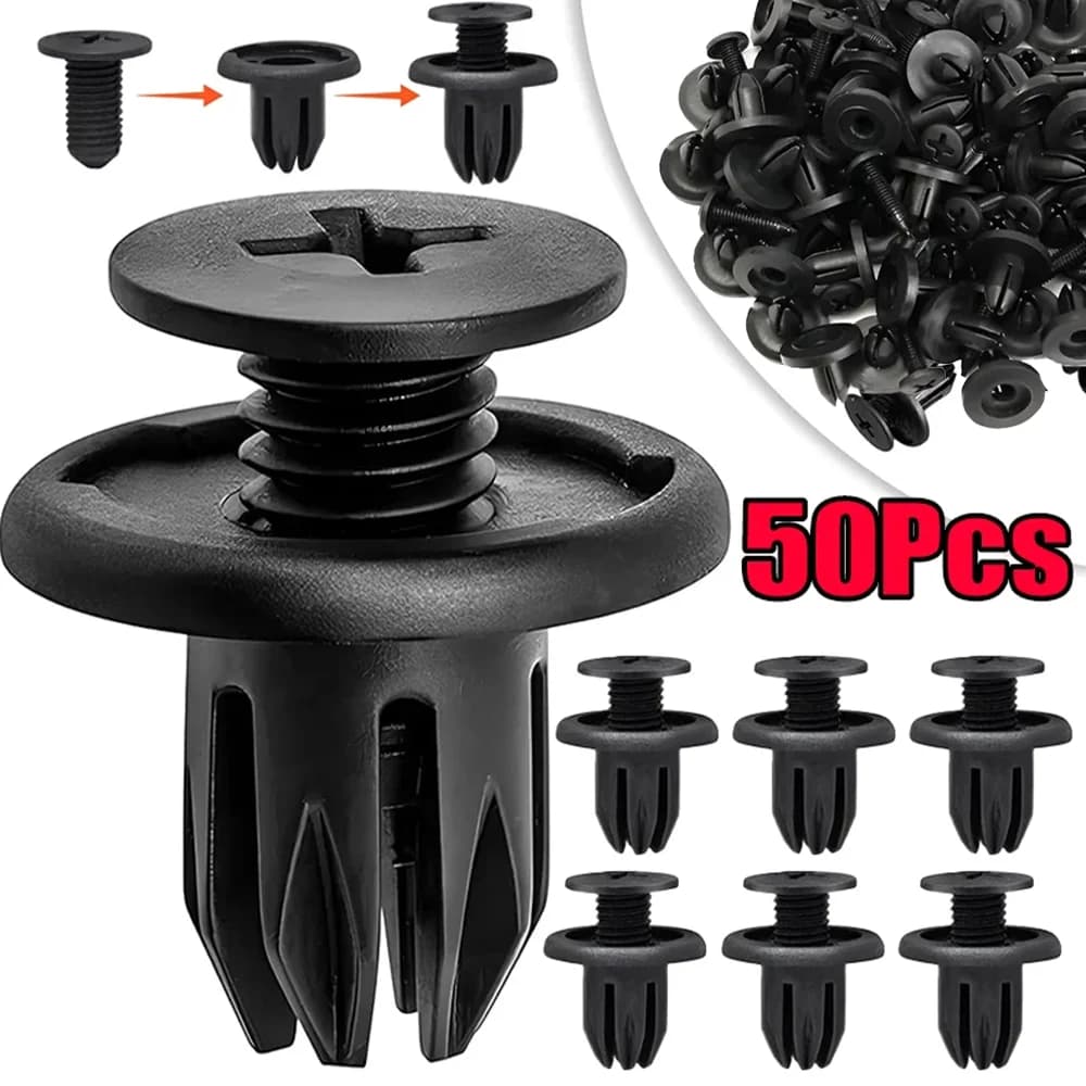 Universal Plastic Rivets 8mm Fasteners Screw Car Bumper Fender Black Rivet High Quality Car Fastener Clips Car Interior Parts