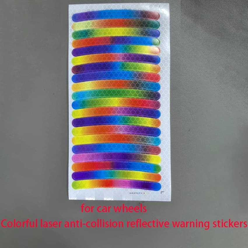 Anti-Collision Reflective Warning Stickers For Car Motorcycle, Bicycle Wheels, Seven-Color Laser Car Decoration Accessories