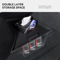YZ For Tesla Model 3 highland 2024-2025 Rear Trunk Left Side Storage Box with Cover Tail Boot Partition Stowing Accessories