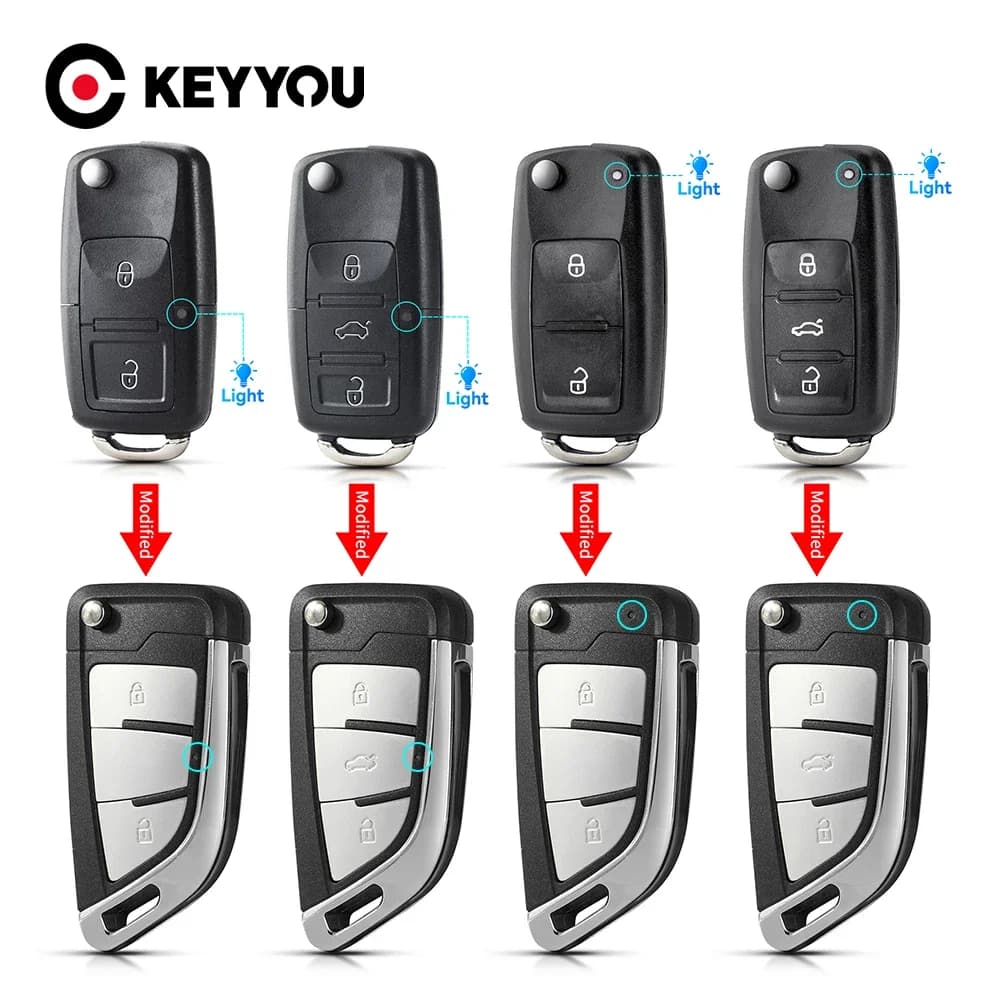 KEYYOU 1PCS New Car Key Case for VW for Volkswagen Beetle Caddy Passat Golf Jetta Polo Scirocco Tiguan Touran Skoda Seat Housing
