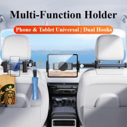 Eary Car Headrest Tablet Holder Mount Back Seat With 360°Rotate Phone Stand 2 Hooks Trip Essentials for Kids for 4.7-12.9 Inch