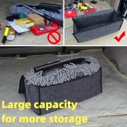 1-Pack Car Trunk Organizer: Foldable, multi-compartment with ergonomic handle, for SUVs/sedans/trucks, durable fabric