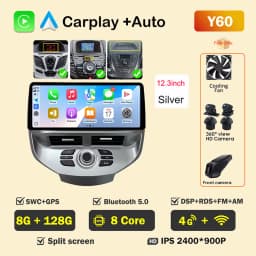 12.3 inch Car Radio For Ford Fiesta MK6 MK7 2009-2016 LHD RHD Android Multimedia Video Player GPS Wireless Carplay QLED Screen