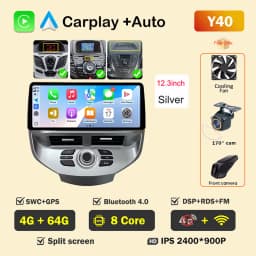 12.3 inch Car Radio For Ford Fiesta MK6 MK7 2009-2016 LHD RHD Android Multimedia Video Player GPS Wireless Carplay QLED Screen