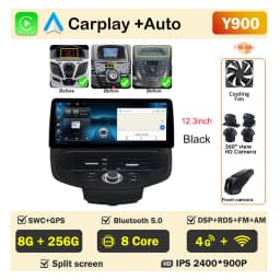 12.3 inch Car Radio For Ford Fiesta MK6 MK7 2009-2016 LHD RHD Android Multimedia Video Player GPS Wireless Carplay QLED Screen