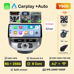 12.3 inch Car Radio For Ford Fiesta MK6 MK7 2009-2016 LHD RHD Android Multimedia Video Player GPS Wireless Carplay QLED Screen