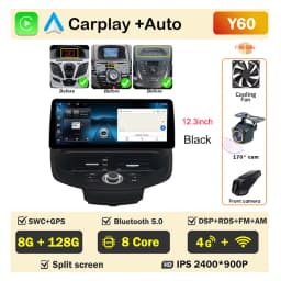 12.3 inch Car Radio For Ford Fiesta MK6 MK7 2009-2016 LHD RHD Android Multimedia Video Player GPS Wireless Carplay QLED Screen