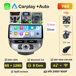 12.3 inch Car Radio For Ford Fiesta MK6 MK7 2009-2016 LHD RHD Android Multimedia Video Player GPS Wireless Carplay QLED Screen