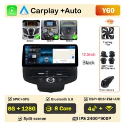 12.3 inch Car Radio For Ford Fiesta MK6 MK7 2009-2016 LHD RHD Android Multimedia Video Player GPS Wireless Carplay QLED Screen