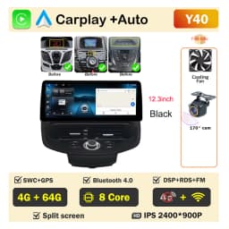 12.3 inch Car Radio For Ford Fiesta MK6 MK7 2009-2016 LHD RHD Android Multimedia Video Player GPS Wireless Carplay QLED Screen