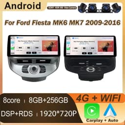 12.3 inch Car Radio For Ford Fiesta MK6 MK7 2009-2016 LHD RHD Android Multimedia Video Player GPS Wireless Carplay QLED Screen