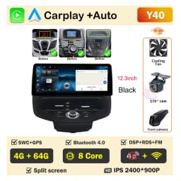 12.3 inch Car Radio For Ford Fiesta MK6 MK7 2009-2016 LHD RHD Android Multimedia Video Player GPS Wireless Carplay QLED Screen