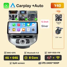 12.3 inch Car Radio For Ford Fiesta MK6 MK7 2009-2016 LHD RHD Android Multimedia Video Player GPS Wireless Carplay QLED Screen