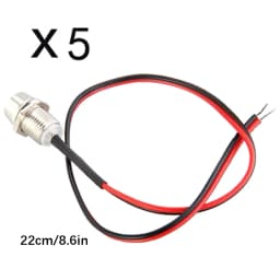 5Pcs 8mm LED Warning Indicator Light DC 12V LED Pilot Panel Dash Signal Indicator Warning Lights 22cm Cable For Car Boat Marine