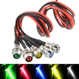 5Pcs 8mm LED Warning Indicator Light DC 12V LED Pilot Panel Dash Signal Indicator Warning Lights 22cm Cable For Car Boat Marine