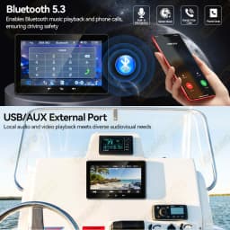 7inch MP5 Marine Boat Radio Wireless CarPlay Android Auto Waterproof IP67 Bluetooth FM AM AUX For Boat ATV UTV Yacht Golf Cart