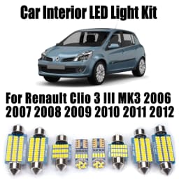 13Pc Canbus Car LED Interior Map Dome Door Light For Renault Clio 3 III MK3 2006 2007 2008 2009 2010 2011 2012 Reading Bulb Set