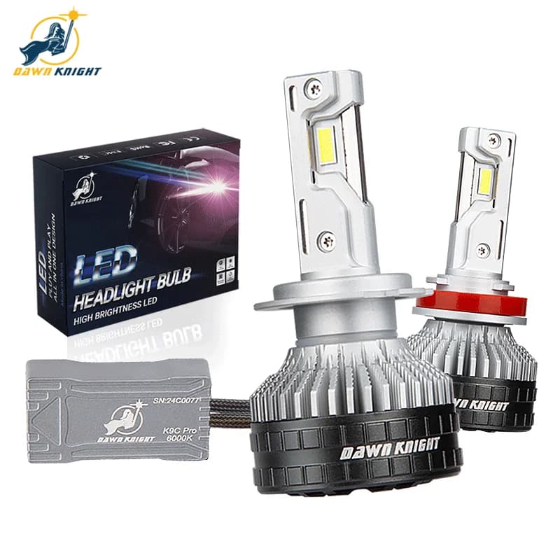 DAWN KNIGHT K9C H11 H7 H4 Very Powerful Front LED Car Lamp 6000K 4300K Efficient Cooling System H1 HB3 HB4 Lights 12V 2pcs
