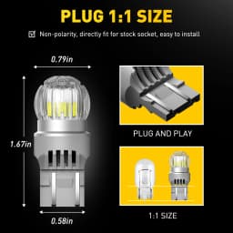 2x AUXITO T20 7443 7440 W21W W21/5W LED Bulb DRL Parking Reverse Lamp Stop Brake Signal Light White/Red/Yellow 12V 360° Lighting