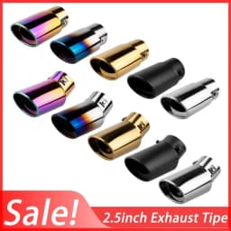 2.5" Stainless Steel Chrome Trim Car Auto Exhaust Muffler Tip Pipe Rear Tail Throat for Most Cars DIY Parts Accessories