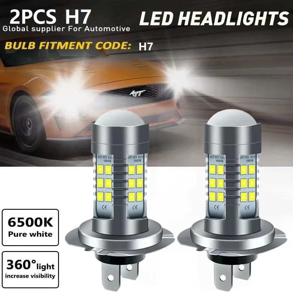 2PCS front LED headlight bulbs headlamp H7 high and low beam 6000K super white