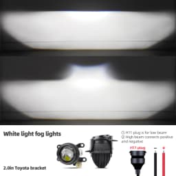 2.0 Bi Led Projector Lens Auto LED Fog Lights 3000K 4300K 6000K High and Low Beam for Toyota Nissan Tricolor Lens Fog Lamp
