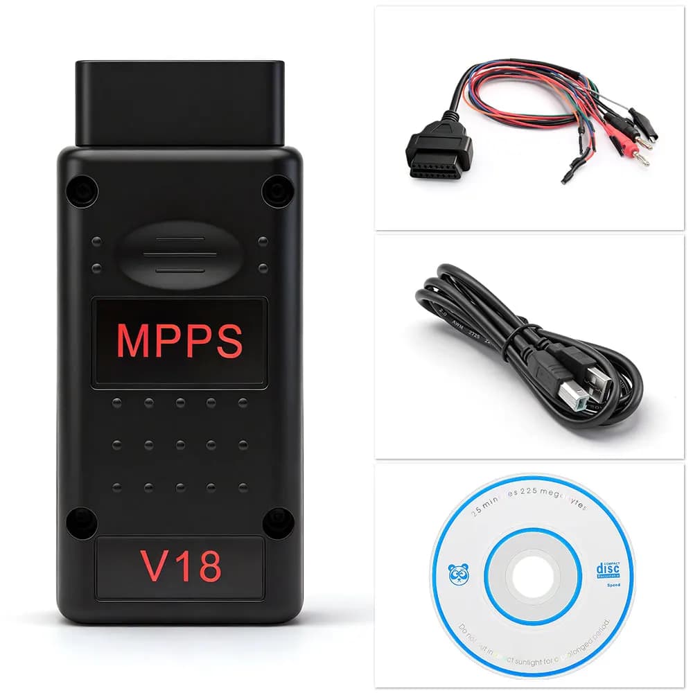 MPPS V18 Unlock Version ECU Chip Tuning Tool OBD2 Diagnostic Flasher for EDC15 EDC16 EDC17 with Breakout Tricore Cable