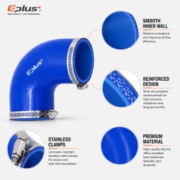Universal Blue Silicone Tubing Hose 90 Degrees Pipe Coupler Car Intake Turbo Intercooler Silica Gel Hose Connector with Clamps