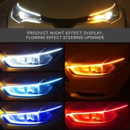 2Pcs 12V Led Guide Strip Headlight for Car Daytime Running Lights Turn Signal Bulb DRL Sequential Switchback 30cm/45cm/60cm