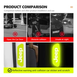 For Jeep 4pcs Car Logo Door Reflective Strips Sticker Security Warning Stickers Accessories Cherokee Wrangler JK Gladiator