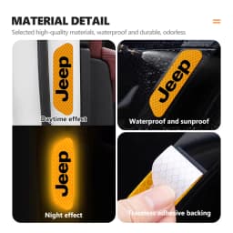 For Jeep 4pcs Car Logo Door Reflective Strips Sticker Security Warning Stickers Accessories Cherokee Wrangler JK Gladiator