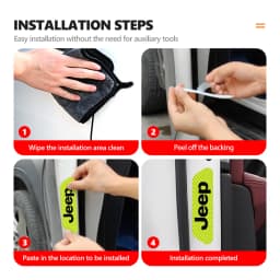 For Jeep 4pcs Car Logo Door Reflective Strips Sticker Security Warning Stickers Accessories Cherokee Wrangler JK Gladiator