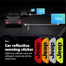 For Jeep 4pcs Car Logo Door Reflective Strips Sticker Security Warning Stickers Accessories Cherokee Wrangler JK Gladiator