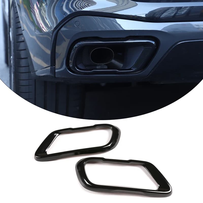 2Pcs Glossy Black Stainless Steel Car Exhaust Muffler Pipe Tip Cover Trim For BMW X5 G05 X6 G06 X7 G07 2019-2025 Accessories 